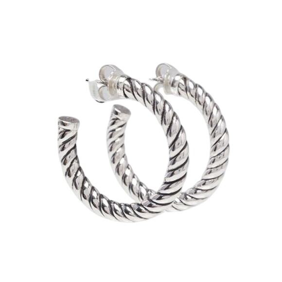 David Yurman Jewelry - David Yurman Sterling Silver Cable Hoop Earrings